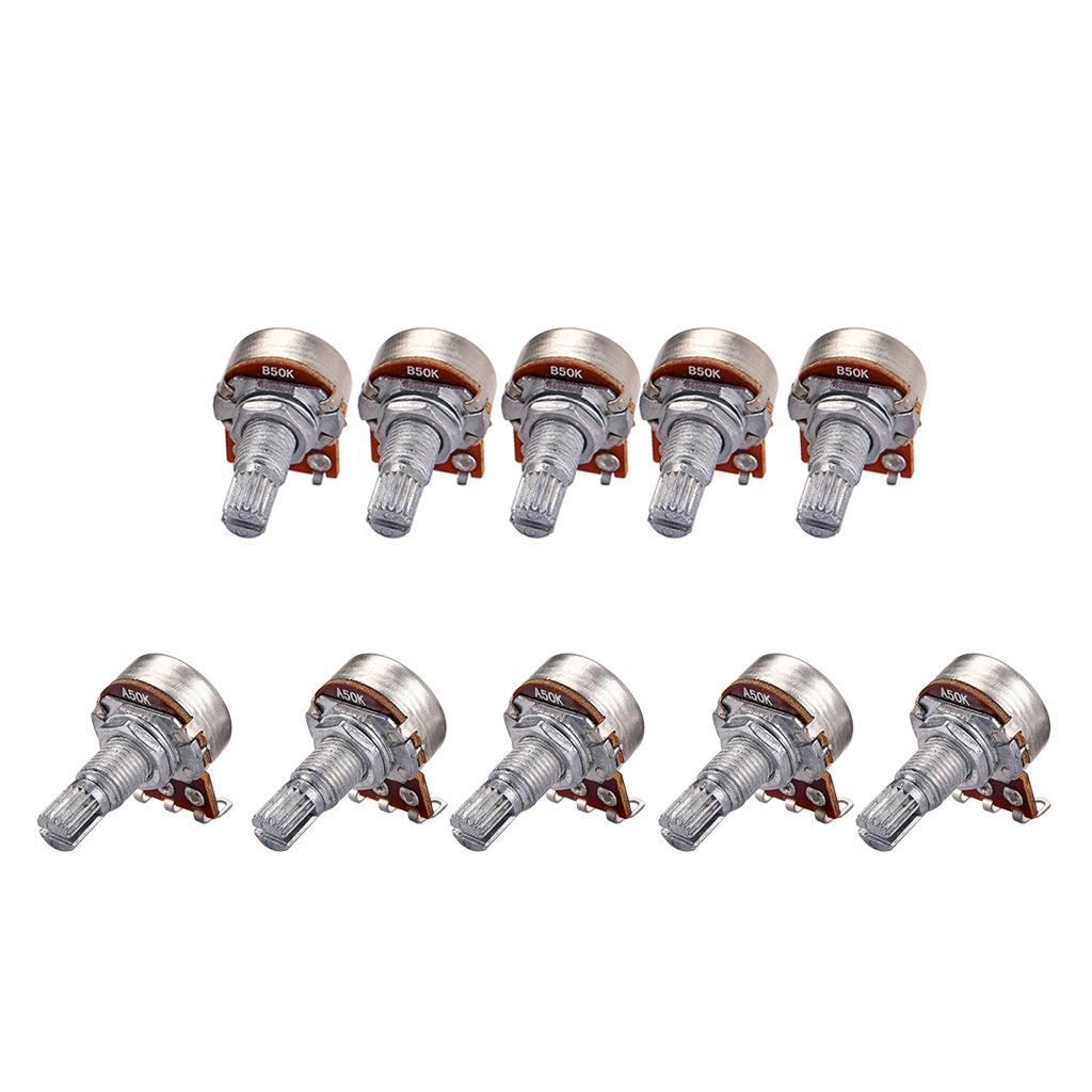 10Pcs Guitar Parts Control Pot Pulling Potentiometer A50k/B50K Switch