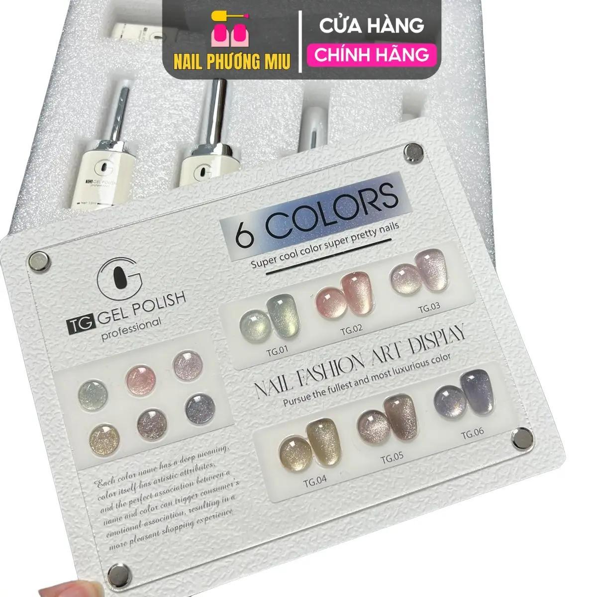 Set Sơn Gel Mắt Mèo Kim Cương Ánh Sao Cực Quang 6 Màu TG PRO Làm Nail Siêu Sáng, Lên Màu Chuẩn, Đậm Mướt Nữ Women