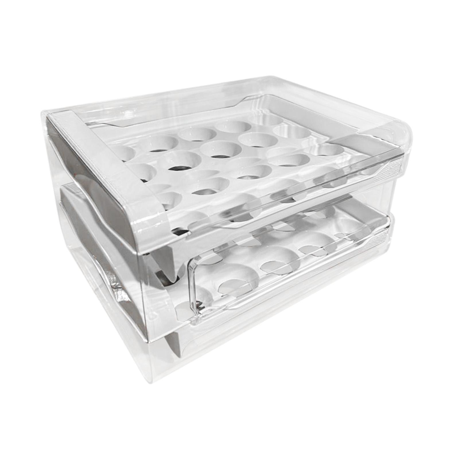 2 Layer Egg Holder Egg Storage Container Reusable Space Saving Durable Egg Fresh Storage Box Egg Tray for Cupboard Countertop Refrigerator