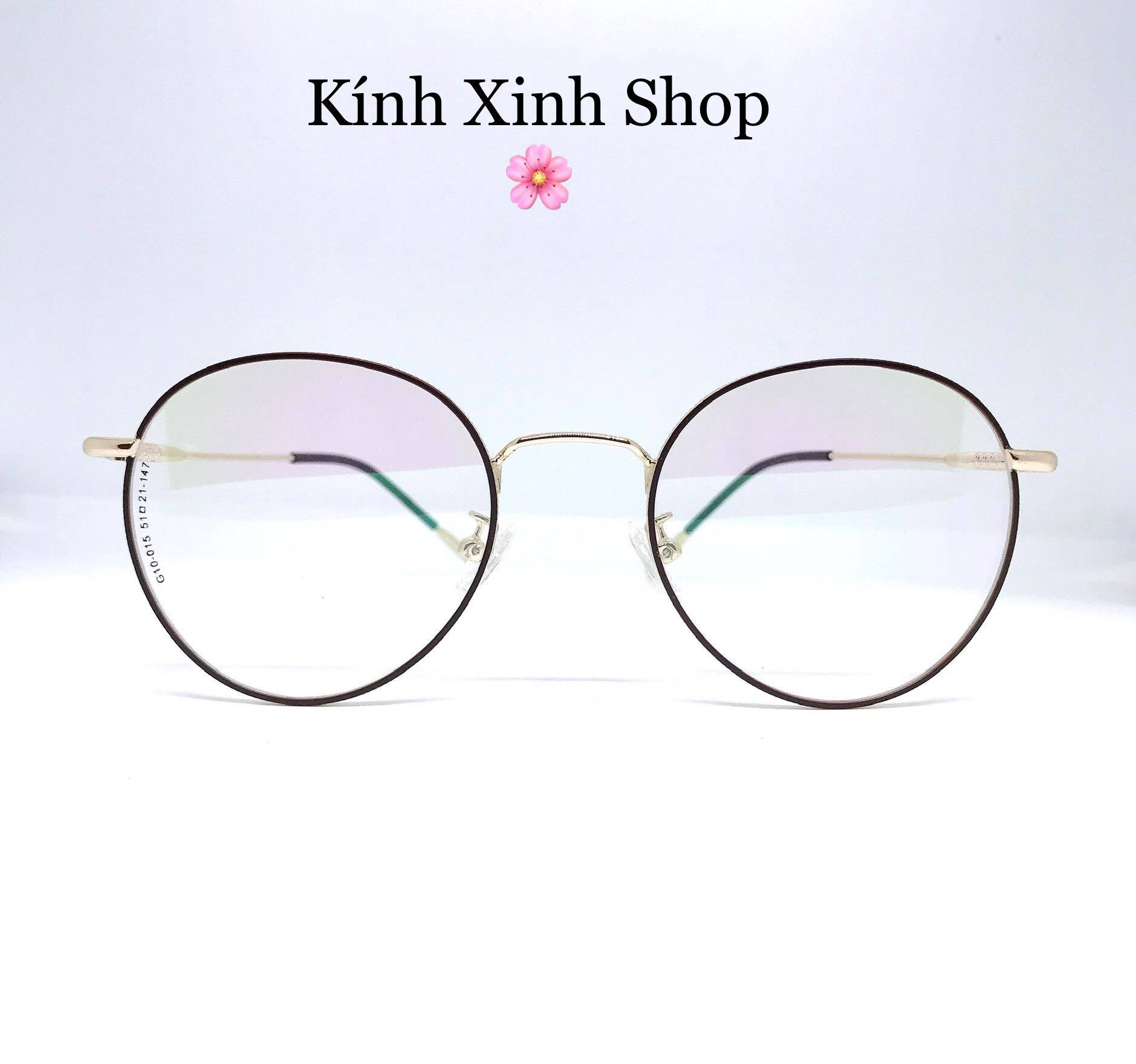 Kính Mắt tròn kim loại cao cấp tròng kính bluecut chống ánh sáng xanh G90015