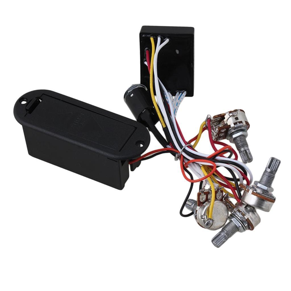 2 Band Active Guitar Bass EQ Preamp Circuit w/ 9V Pickup Battery Cover Case