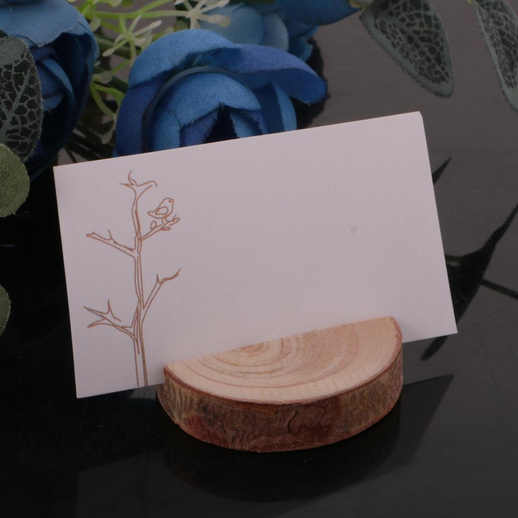 Chic Shabby Style Wood Log Card Holder with Card Wedding Place Card Table Decor