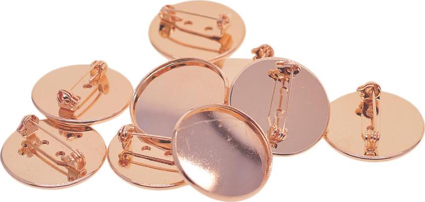 10 Miếng RoseGold Trống Cabochon Thổ Cẩm Đế Cài Đặt 25 Mm/1 Inch Tròn Viền Khay Tự Làm Thổ Cẩm Pin ốp Lưng Cho