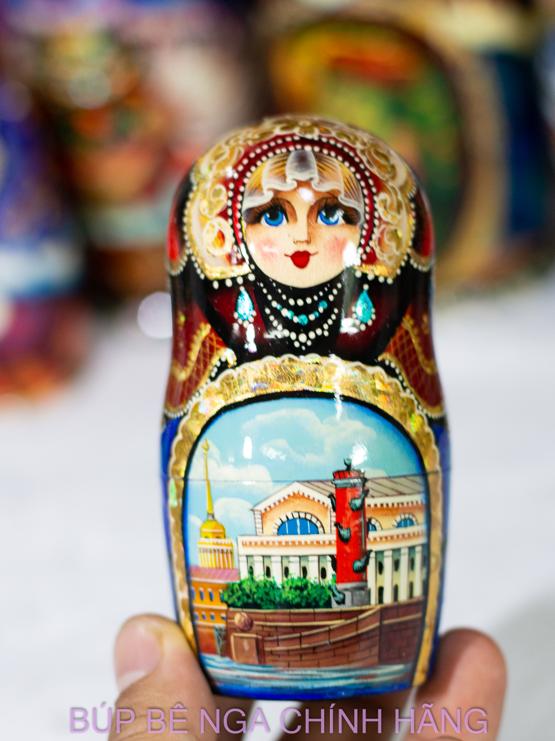 BỘ BÚP BÊ NGA CAO CẤP 10 LỚP 26CM HOA VĂN "PHONG CẢNH SAINT PETERSBURG" CỰC ĐẸP VÀ SANG TRỌNG, ĐỘC ĐÁO