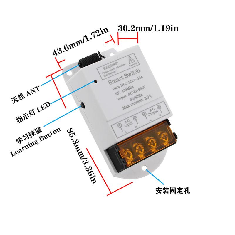 433MHz AC110V 220V 30A Công tắc điều khiển từ xa không dây Công tắc máy bơm nước Máy bay điều khiển điều khiển điều khiển từ xa cho máy bơm quạt