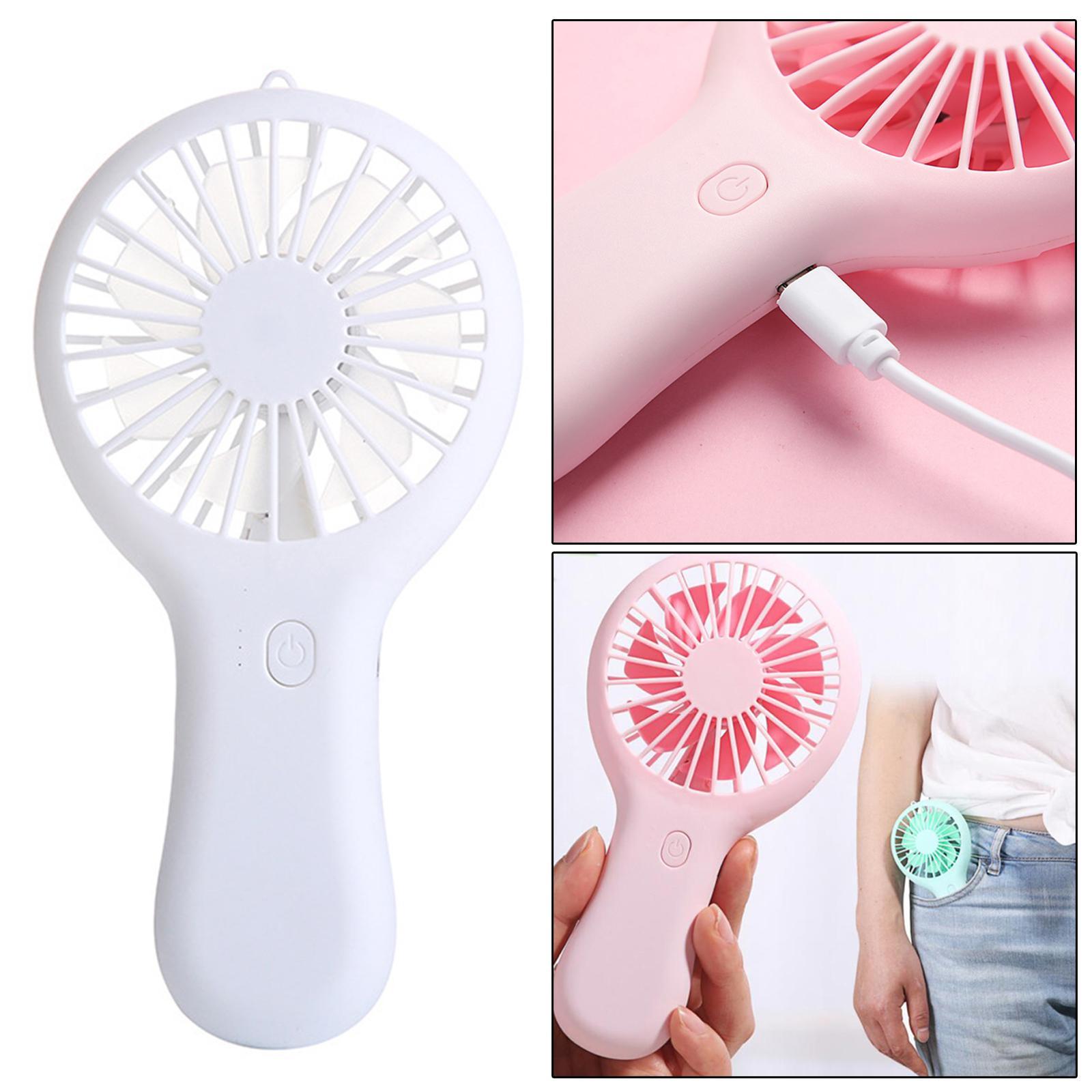 Portable Mini Handheld Fan USB Charging Mute for Camping Hiking White