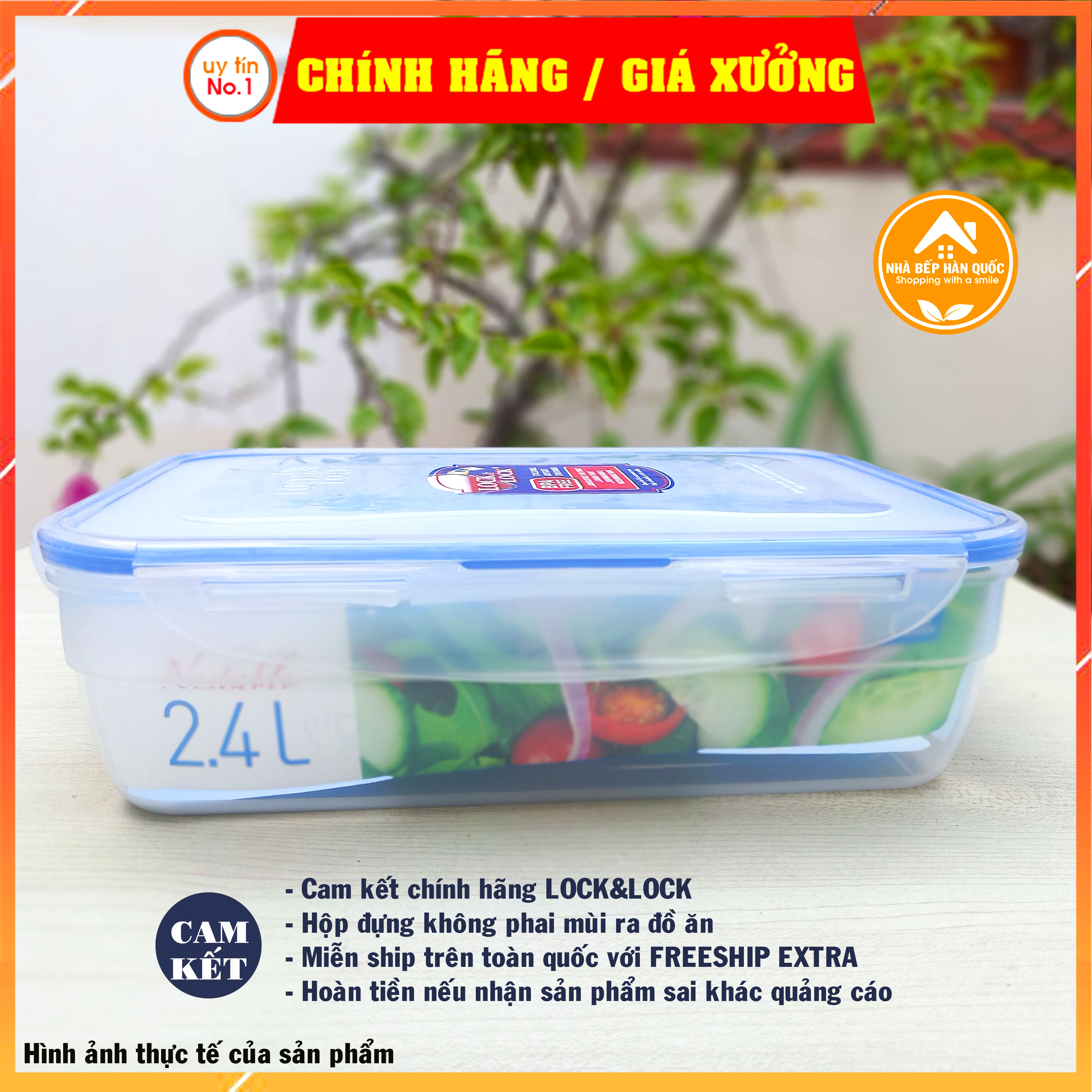 Hộp nhựa đựng thực phẩm Lock&amp;Lock chính hãng HPL341 2400ml