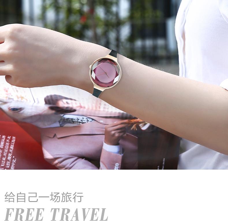 Đồng hồ nữ thời trang dây cao su cao cấp, mặt giọt nước Geneva PKHRGE080 (đường kính mặt: 30 mm)