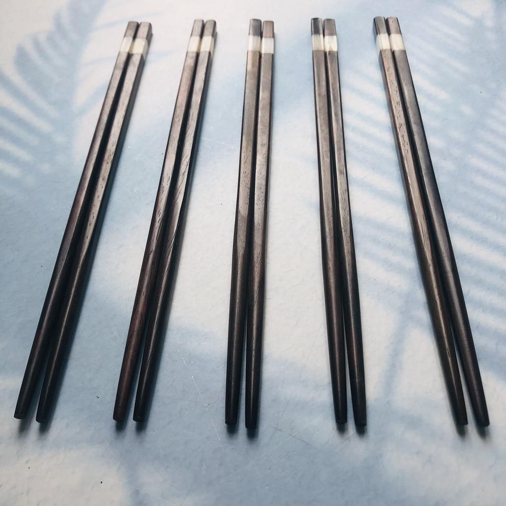 Đũa Gỗ Trắc Tự Nhiên 5 Đôi Khảm Trai 25cm, Đũa Gỗ Sang Trọng, Chụp Ảnh Decor