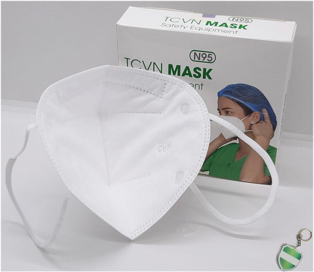 2 cái Khẩu trang N95 Pro Mask , kháng khuẩn, chống bụi siêu mịn PM2.5, màu trắng - Tặng móc treo khóa mica