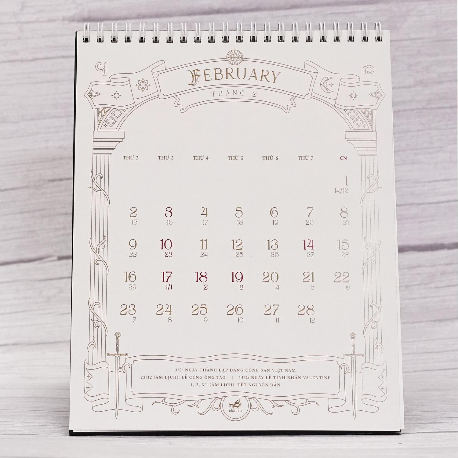 Lịch Để Bàn 2026 - Vùng Đất Kỳ Ảo - Hành Trình Qua Trung Địa