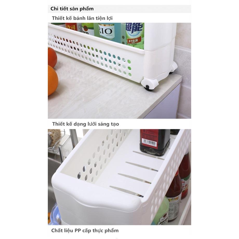 Kệ để đồ 3 tầng đa năng thông minh có 4 bánh xe tiện lợi - kệ để gia vị , để đồ nhà tắm - T2K Max