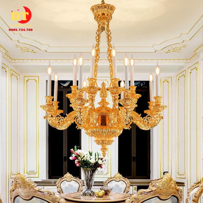Đèn chùm nến tay mạ 24k 15 tay cao cấp DQM