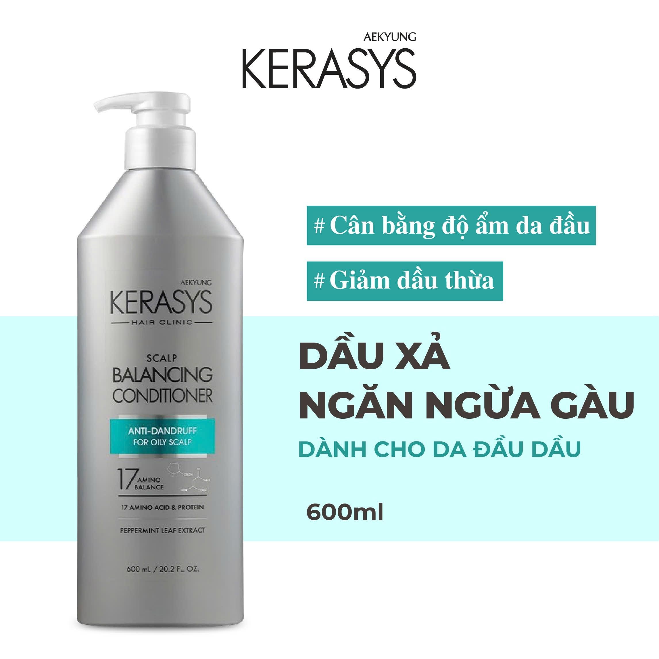 Dầu xả cao cấp Hàn Quốc Kerasys Hair Clinic Scalp Balancing (Ngăn ngừa gàu và cân bằng độ ẩm da đầu, dành cho da đầu dầu) 600ml