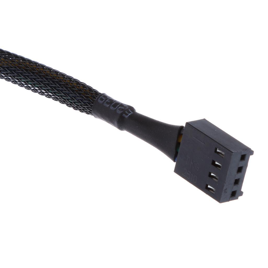 4 Power Cable PWM Fan Splitter to 3 Adapter Black Sleeved