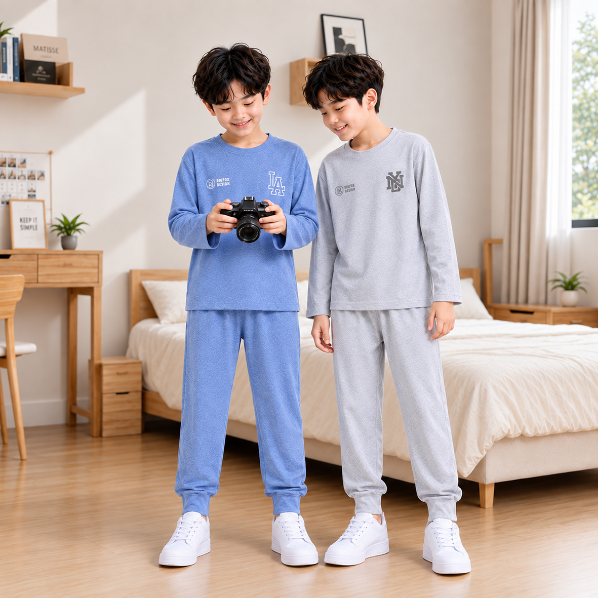 Bộ thu đông bé trai Bigfox 3-11 tuổi N26 Bộ giữ nhiệt dài tay mùa thu đông cho bé size đại 11-39kg