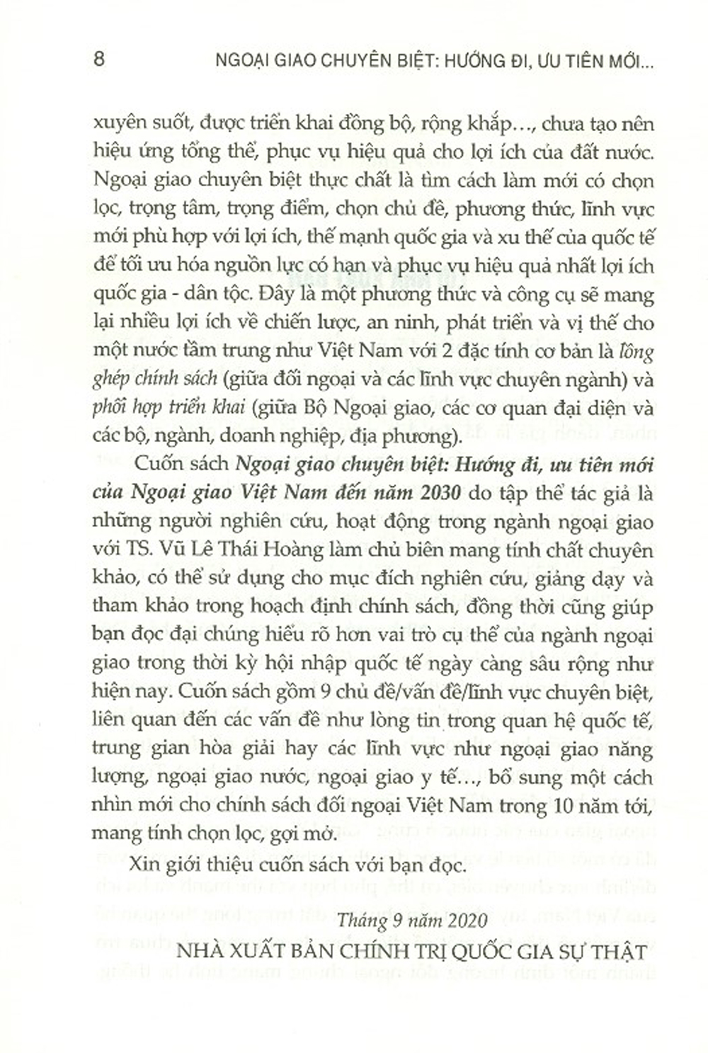 Ngoại Giao Chuyên Biệt Hướng Đi, Ưu Tiên Mới Của Ngoại Giao Việt Nam Đến Năm 2030 (Sách Chuyên Khảo)