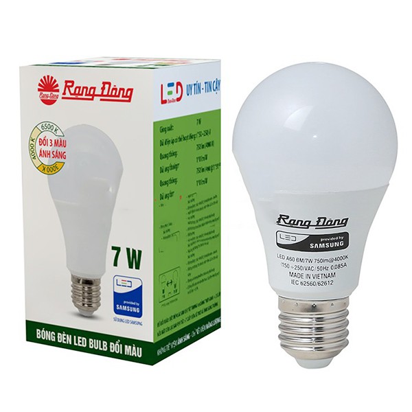 Bóng Đèn LED BULB Đổi Màu Rạng Đông Model: LED A60 ĐM/7W (Đổi màu )