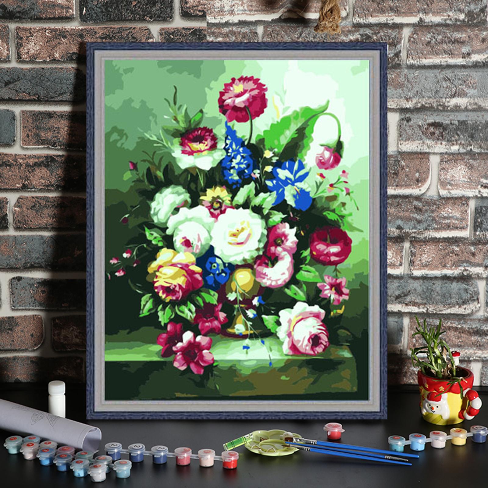 Tranh sơn dầu tự làm 16 x 20 inch có số thứ tự dễ dàng vẽ và sơn, mẫu in hoa