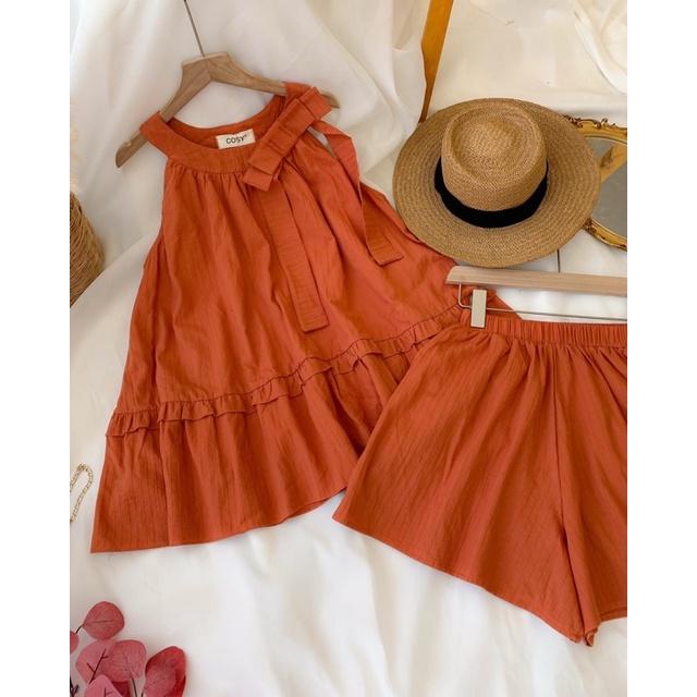 047 - SET ÁO CỔ YẾM NƠ QUẦN SHORT
