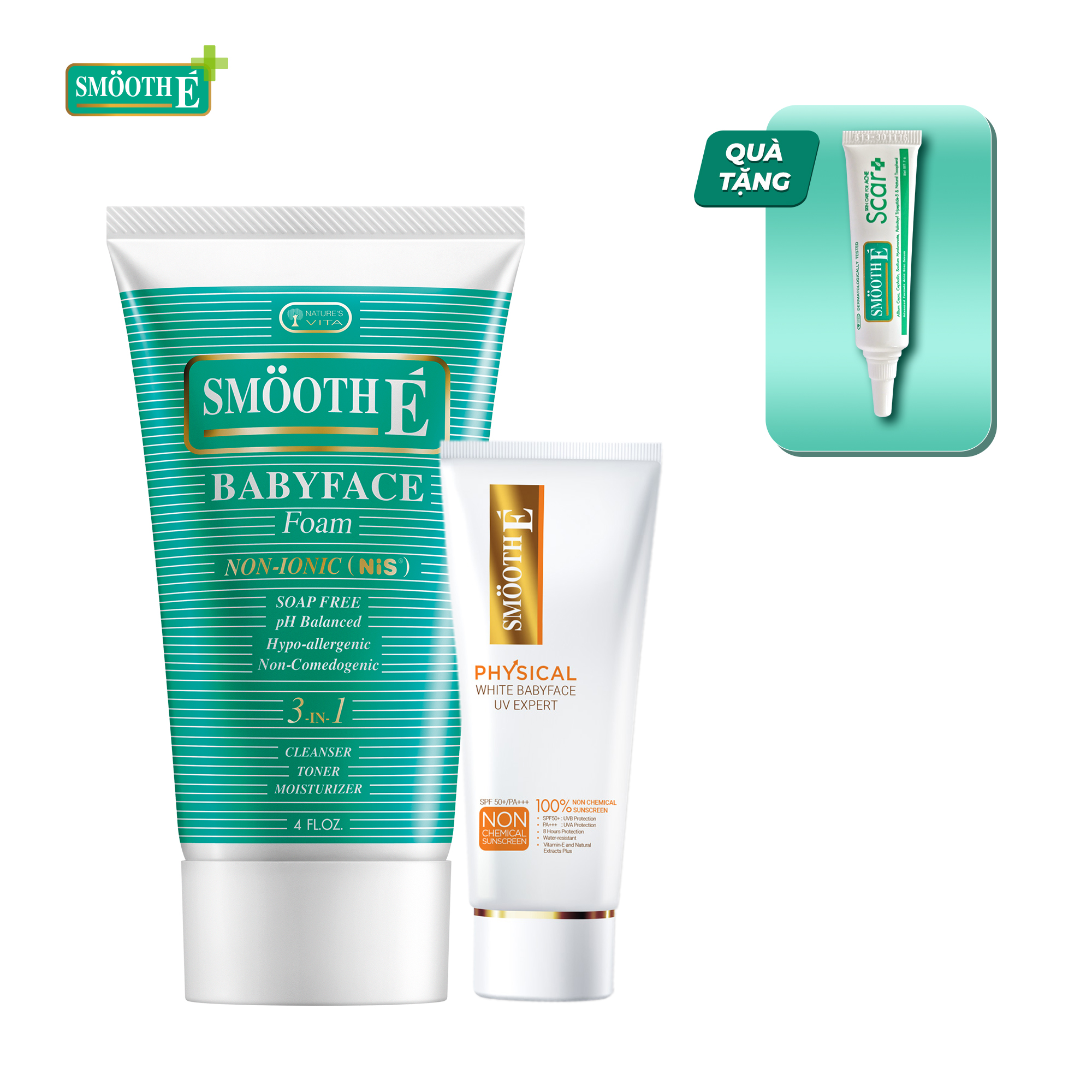 Combo sữa rửa mặt 3 in 1 và kem chống nắng mùa hè Smooth-E