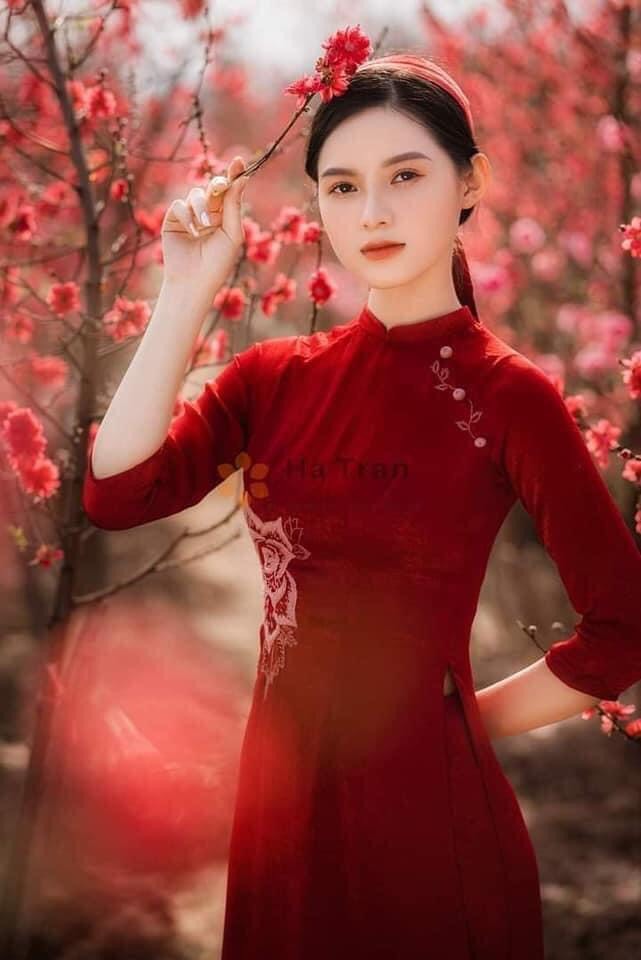 Áo Dài Thêu Truyền Thống Lụa Tằm Nhung Cao Cấp - Áo Dài Mian