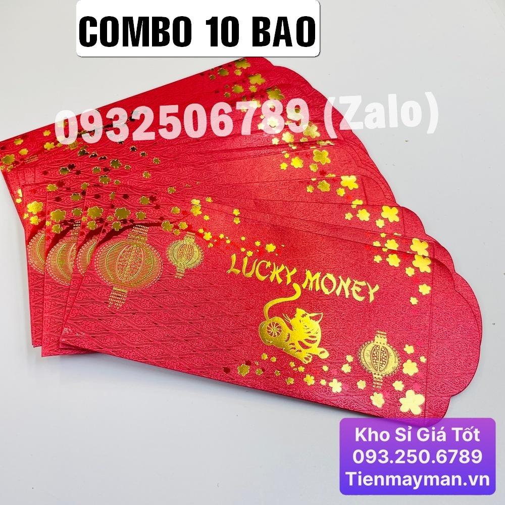 XẤP 10 Bao Lì Xì Hình Con Mèo Lucky Money ép kim nhũ vàng lì xì Tết 2023