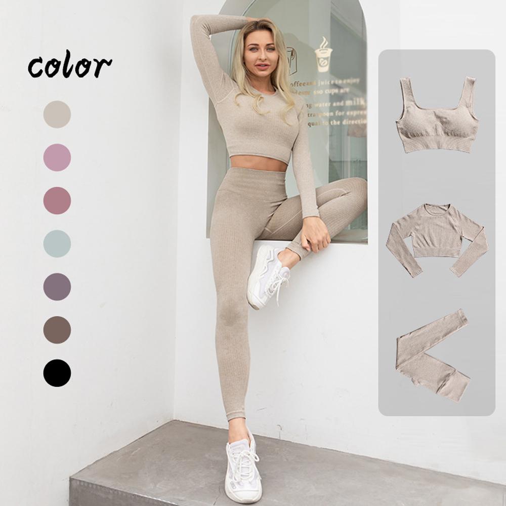 Liền Mạch Tập Gym Yoga Bộ Thể Thao Nữ Áo Bra Crop Tay Dài Tập Yoga Phù Hợp Với Quần Legging Nữ Tập Gym Quần Áo Nữ Cao Cấp quần Tập Yoga