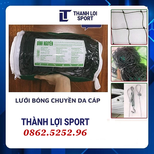 Lưới bóng chuyền da cáp Bình Nguyên sợi cước  (có cáp sắt + tăng cáp)