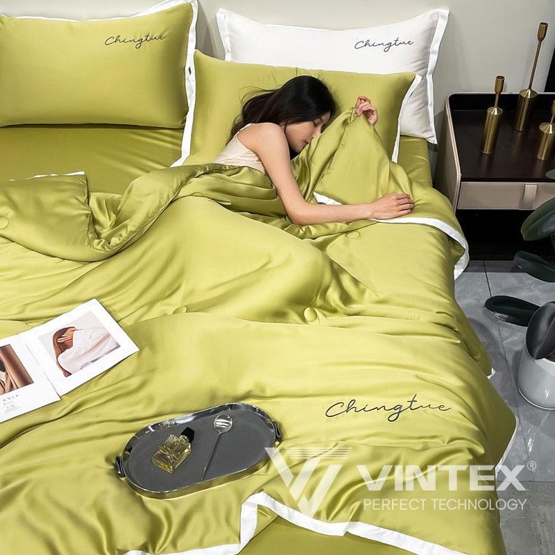 Bộ Chăn Ra Giường 5 Món ChingTue VINTEX, Chăn Ga Grap Gối Đệm Nệm Trải Phủ Giường Trần Bông Cao Cấp Full