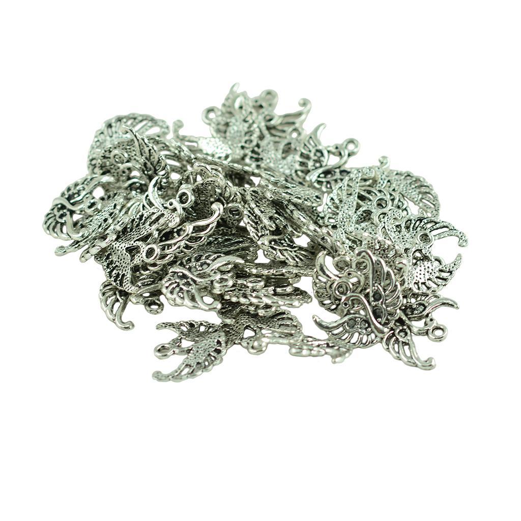50x Charms Swan Animal Pendant Vintage Silver Crafts DIY Jewellery Making