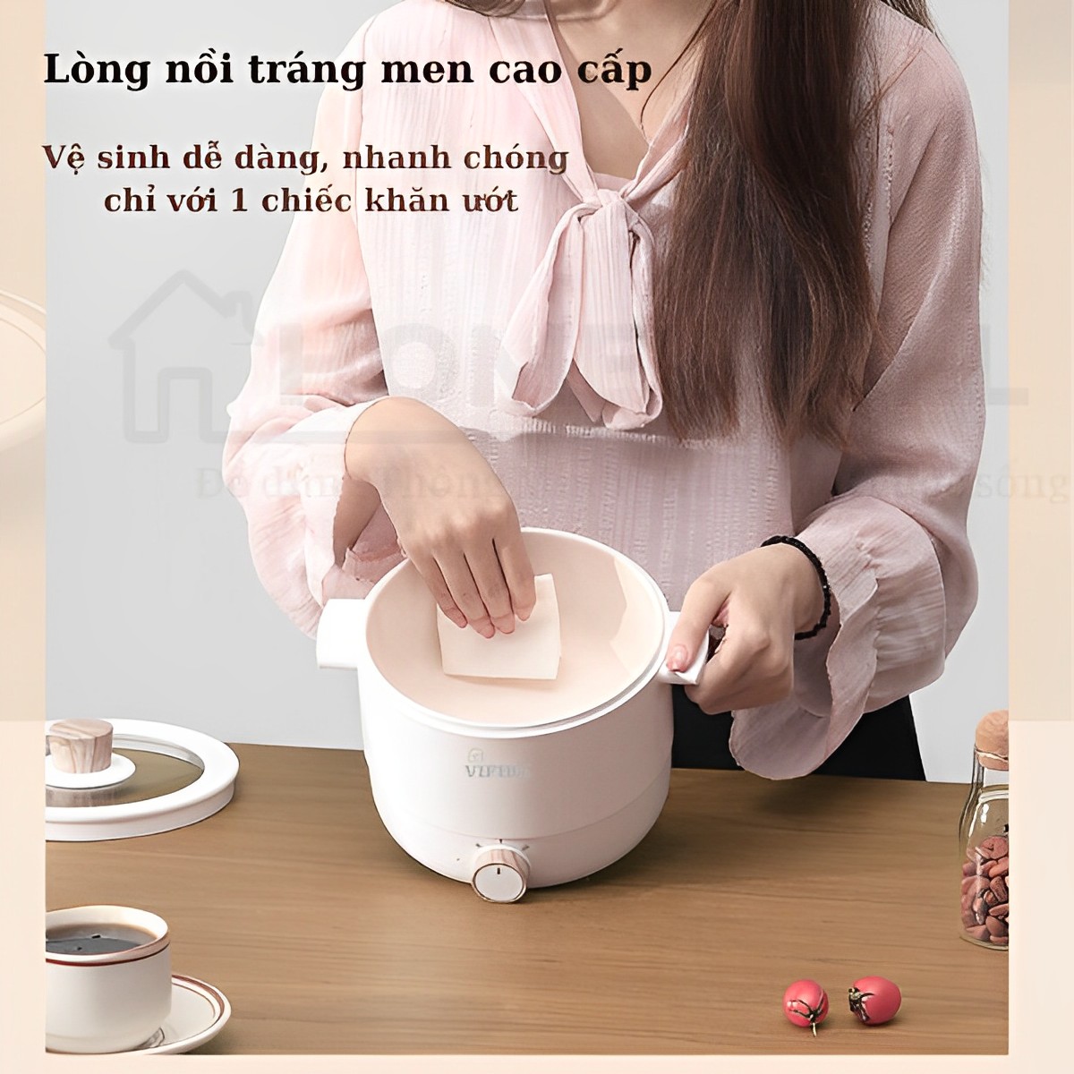 Nồi lẩu điện mini đa năng siêu tốc chống dính cao cấp Homea2z , nồi điện lòng sâu có đế và nồi tách rời