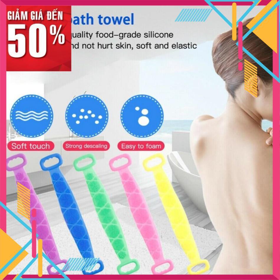Dây đai chà lưng 2 mặt đa năng dụng cụ bằng silicon kỳ cọ massage tẩy da chết khi tắm
