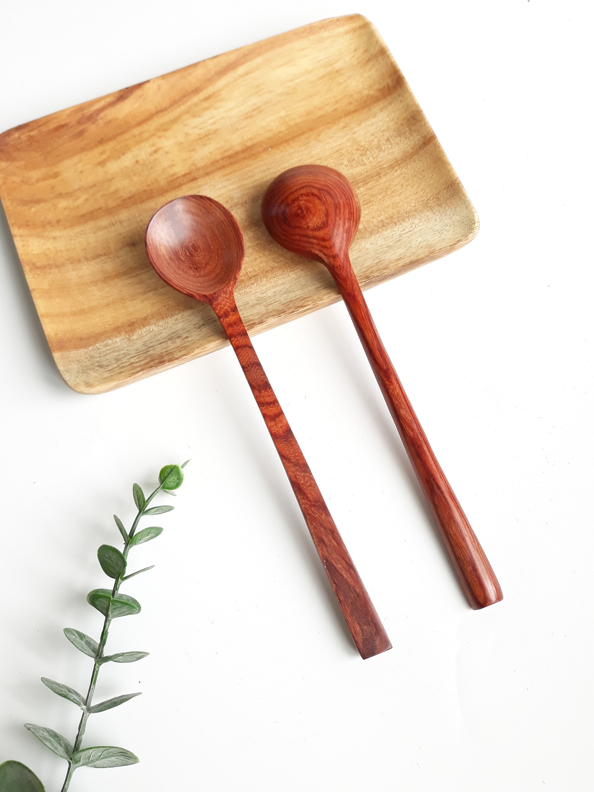 Thìa, muỗng gỗ cán dài miệng tròn 19.5 x 4 cm