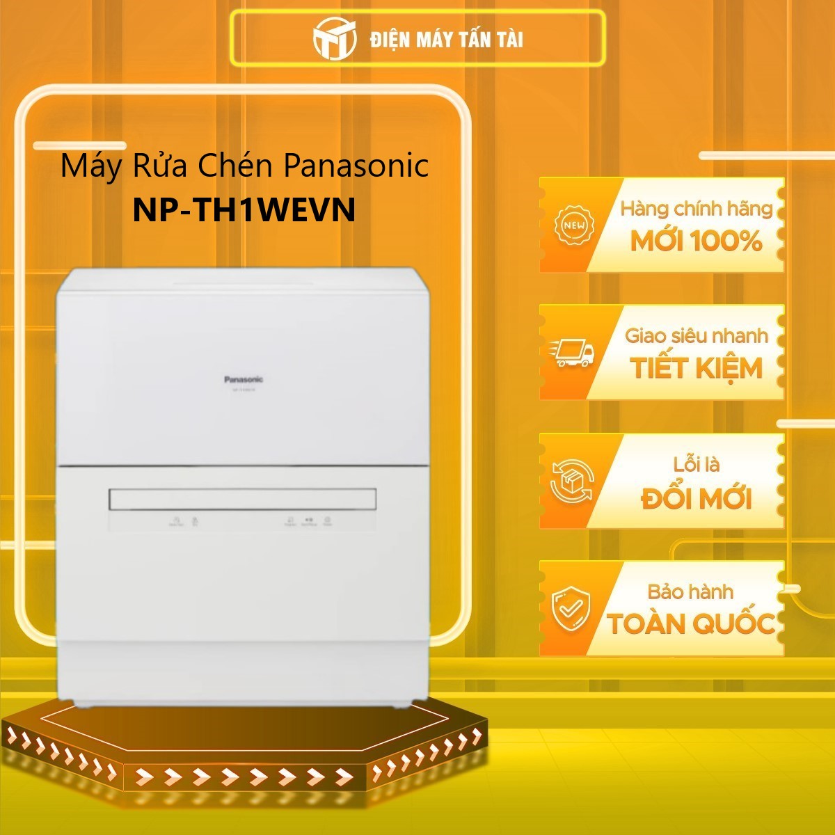 Máy rửa bát để bàn Panasonic NP-TH1WEVN - Có chức năng sấy khô - Hàng chính hãng