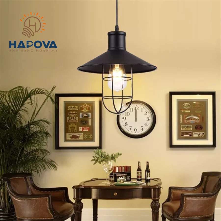 Đèn trần thả trang trí lồng kính HAPOVA ENDA 6803 Tặng kèm bóng Edison