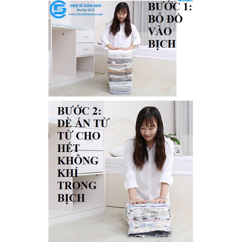 Túi Hút Chân Không Dùng Tay Ép Siêu Nhanh đựng quần áo, chăn màn , đơn giản, dễ sử dụng
