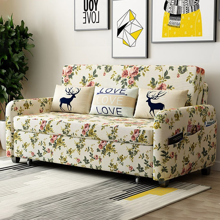 Giường SOFA Gấp Gọn Thành Ghế Kèm 3 Gối Siêu Đẹp Và Ngăn Chứa Đồ Bằng Khung Sắt Cacbon Chịu Lực Đa Năng Kích Thước: 192*158*80CM - Xám