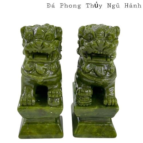 Cặp Kỳ Lân Đá Serpentine - Cao 15cm