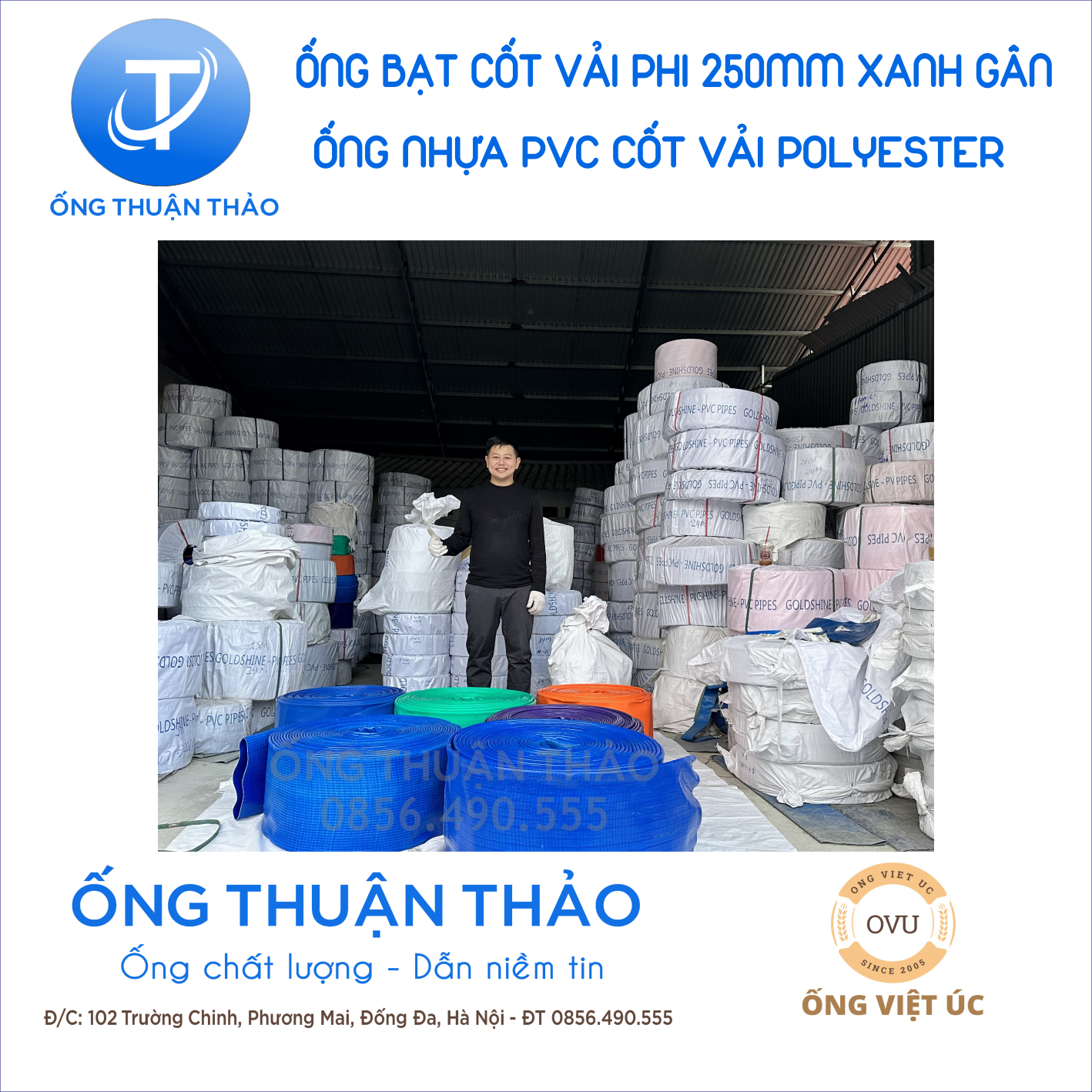 Ống bạt gân sần phi 250MM cuộn 20M - Ống bạt tải bùn cát sỏi bê tông THUẬN THẢO