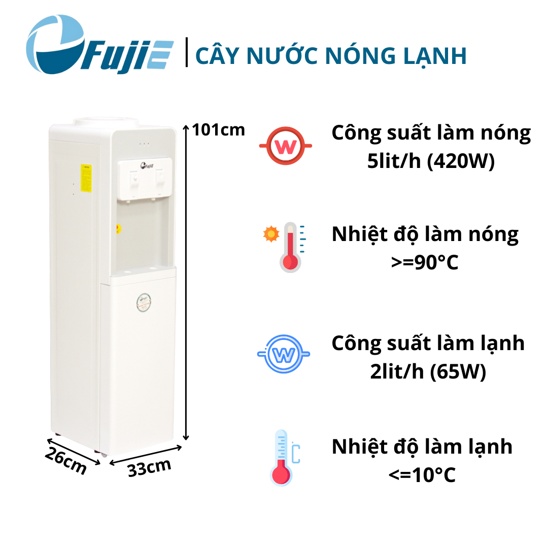 Cây nước nóng lạnh cao cấp FujiE WD1850C, công nghệ làm lạnh bằng Block, bảo hành 24 tháng - Hàng chính hãng