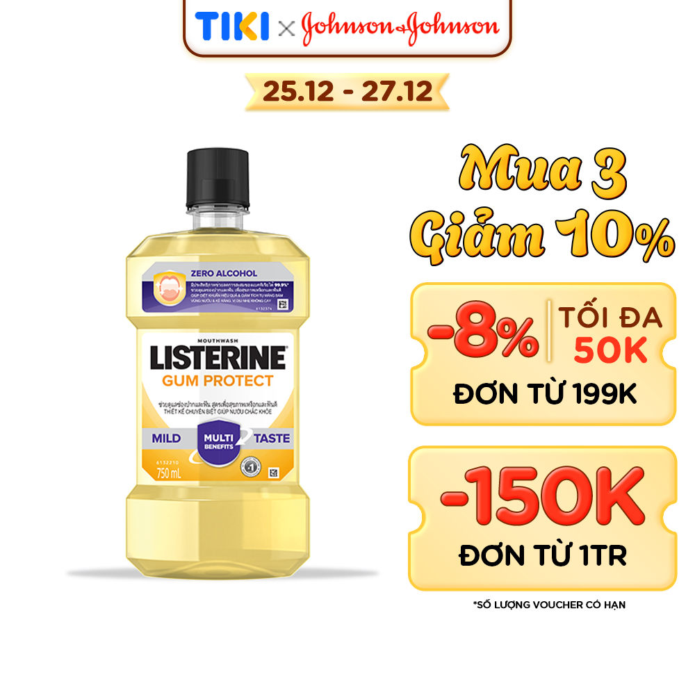 Nước Súc Miệng Giúp Nướu Chắc Khỏe Listerine Gum Protect Zero Alcohol - Dung Tich 250ml -750ml