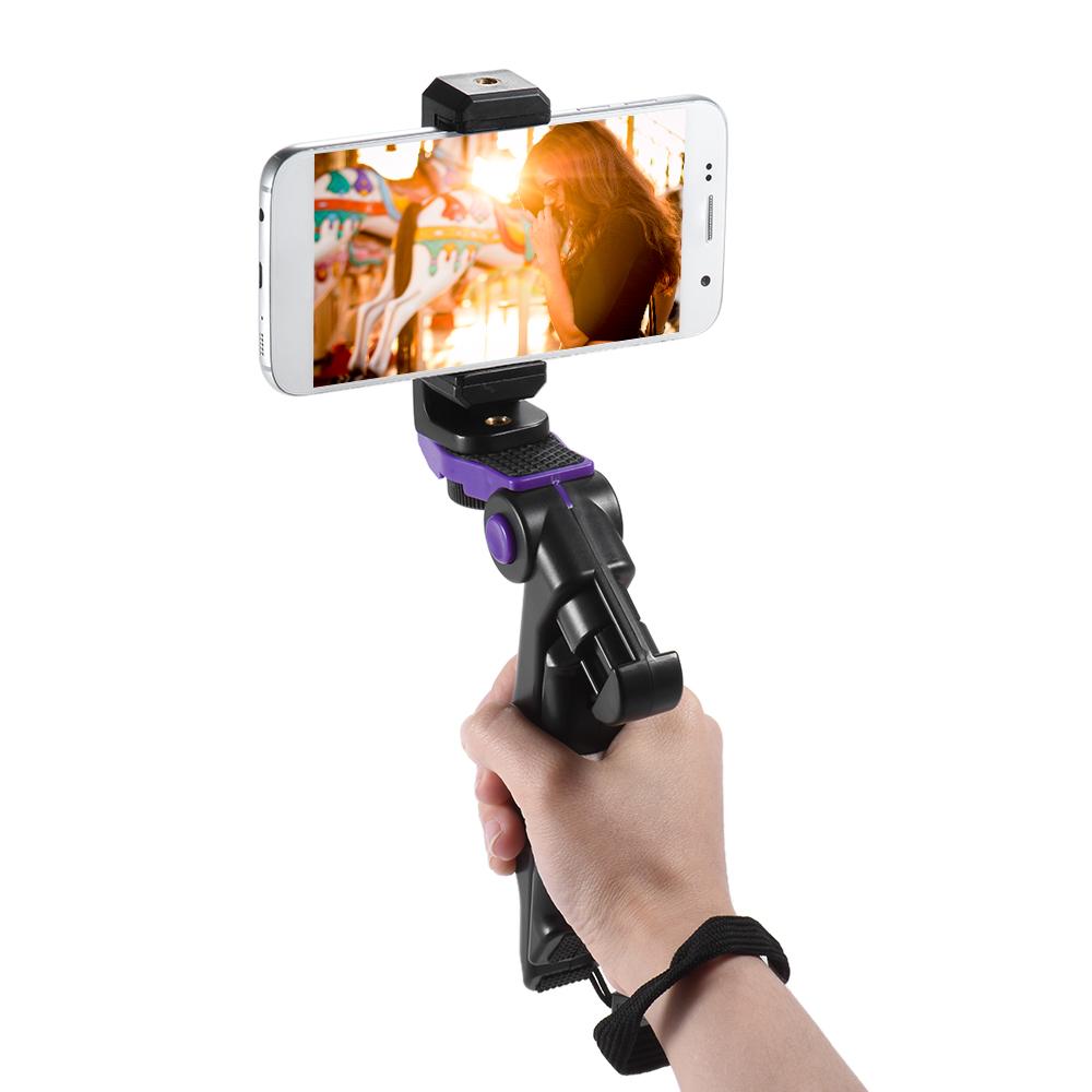 Universal Mini Phone Tripod Stand Handheld Grip Stabilizer with Adjustable Smartphone Clip Holder Bracket for iPhone 7