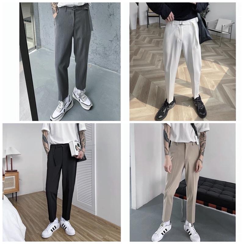Quần tây nam hàn quốc kèm thất lưng quần âu nam quần kaki nam