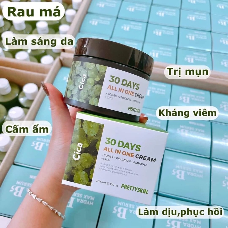 Kem Dưỡng Da Ngăn Ngừa Lão Hóa, Dưỡng Trắng, Trẻ Hóa Làn Da Pretty Skin 30 Days All In One Cream 100ml
