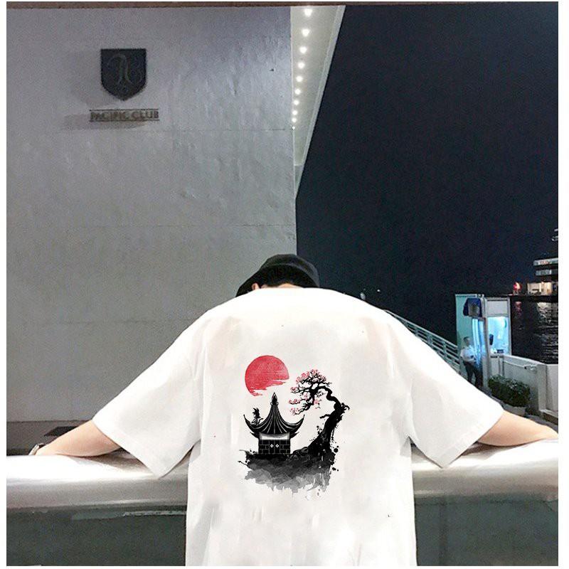 Áo thun unisex form rộng họa tiết phong cách Nhật Bản vải dày mịn 2020T2444