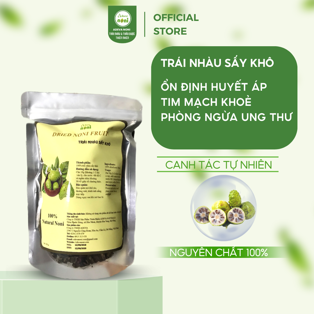 Trái Nhàu Sấy Khô Dried Noni Fruit ADEVA NONI Hỗ Trợ Tăng Sức Đề Kháng, Ổn Định Huyết Áp 250-500-1000Gr