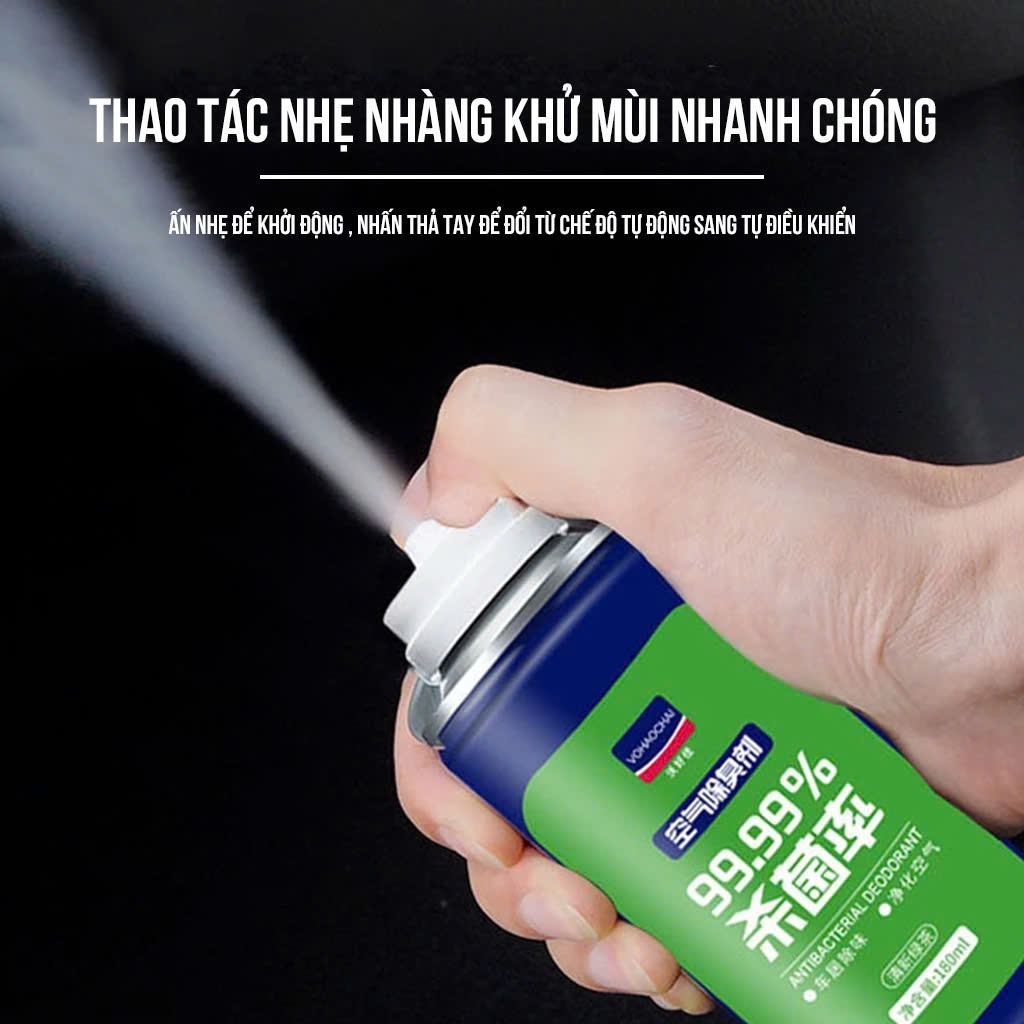Chai Xịt Khử Mùi Khử Khuẩn Tự Động KC 99,98% – Dùng Cho Ô Tô, Điều Hòa, Phòng Ngủ Cực Hiệu Quả