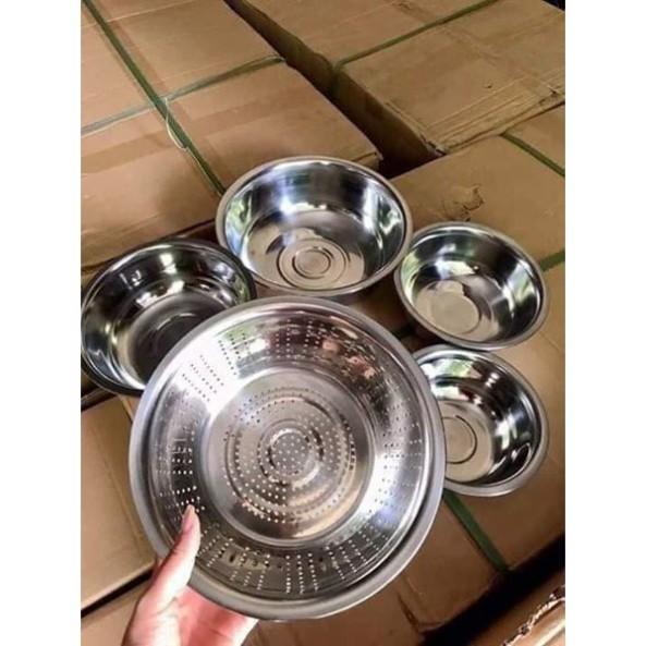 Sét rổ chậu inox 5 món