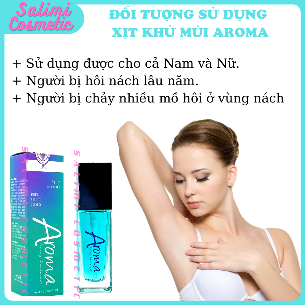 Xịt Khử Mùi Vùng Da Dưới Cánh Tay AROMA - Đánh Tan Hôi Nách, Thâm Nách, Ra Mồ Hôi Nách - Thành Phần Từ Thiên Nhiên - 50 ml